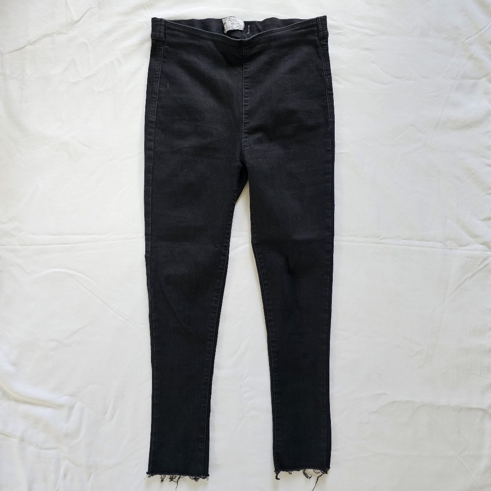 Free People Stretch Black Grunge High Rise Distressed Cropped Skinny Jeans W29